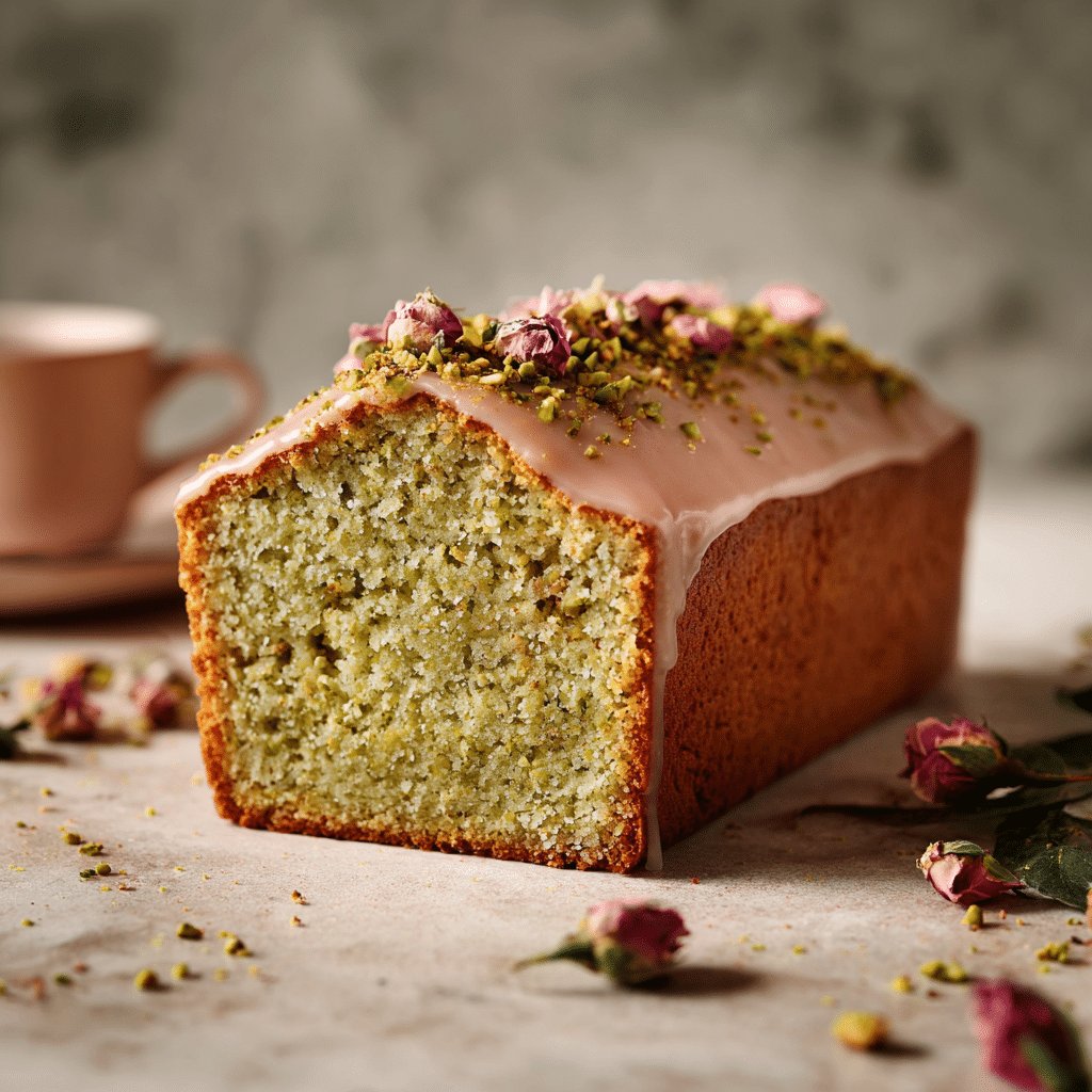 Pistachio Rose Loaf Cake Recipe - Recipe Image