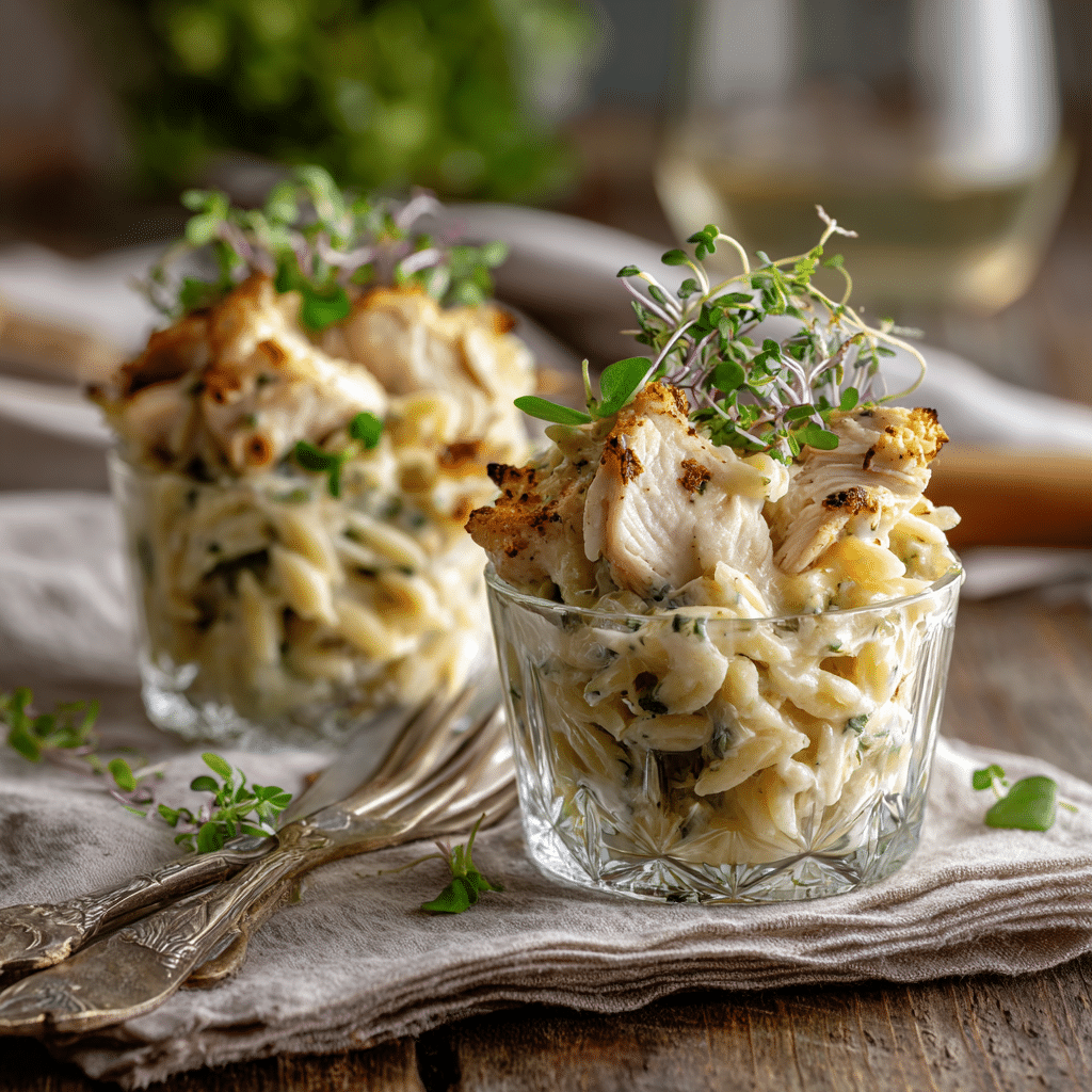 Creamy Pesto Chicken Orzo Cups Recipe - Recipe Image