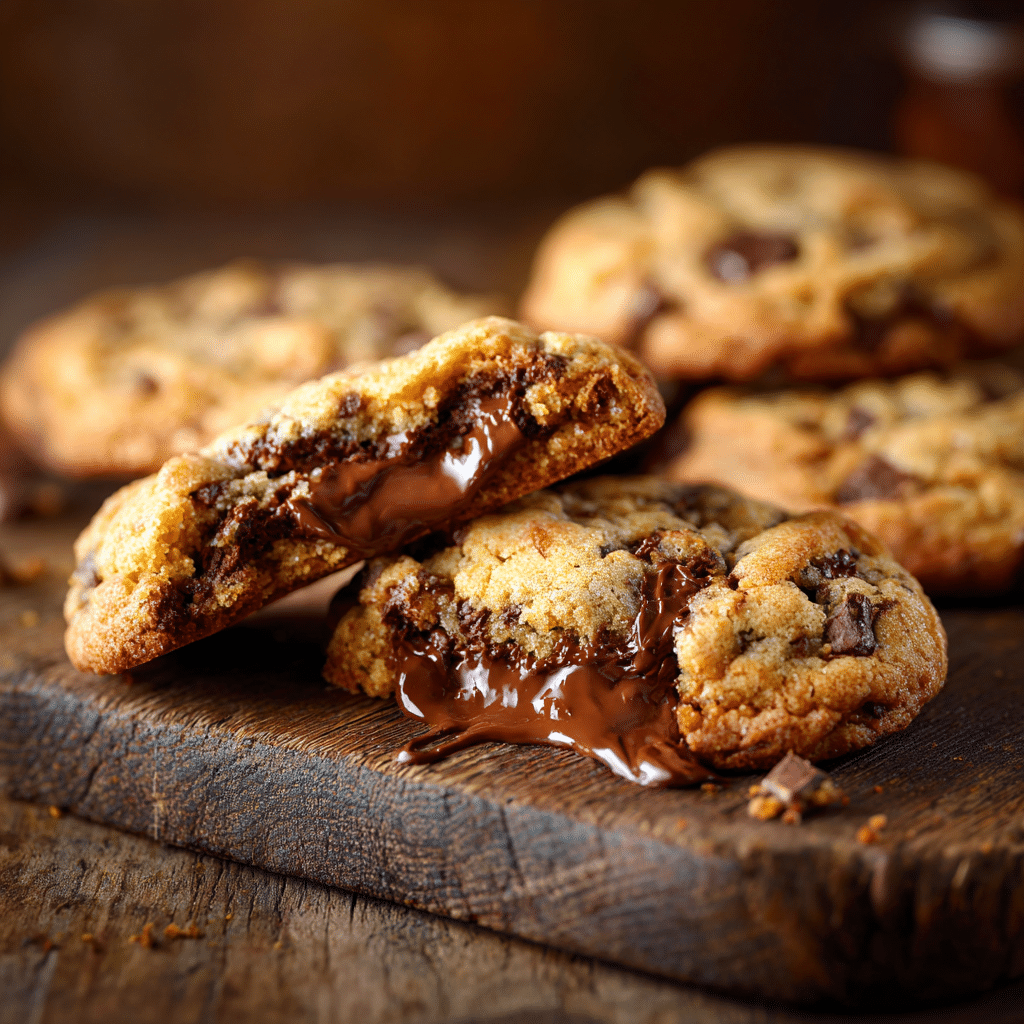 Nutella Stuffed Chocolate Chip Cookies Recipe - Recipe Image