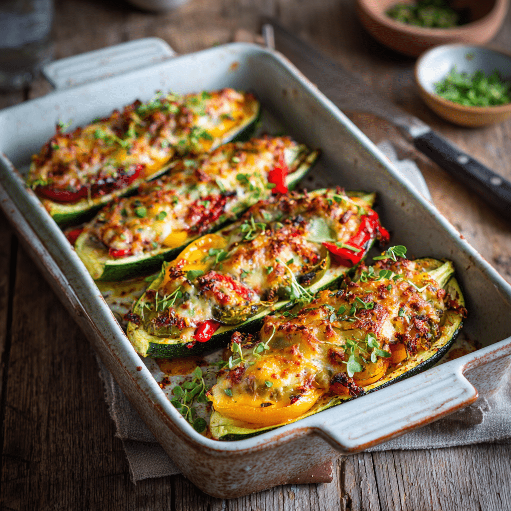 Oven-Baked Stuffed Zucchini Boats Recipe - Recipe Image
