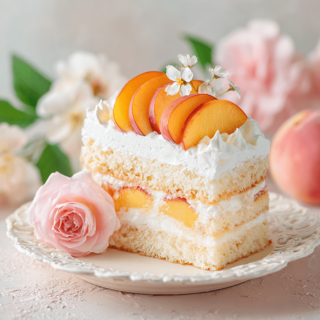 Peach Cream Cake Recipe - Recipe Image