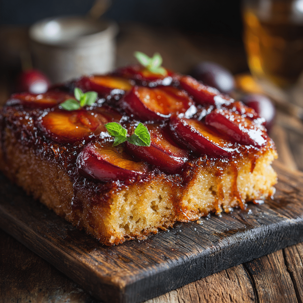 Plum Cinnamon Upside-Down Cake Recipe - Recipe Image