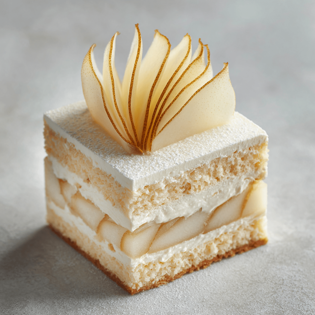 Pear Vanilla Cream Cake Recipe - Recipe Image
