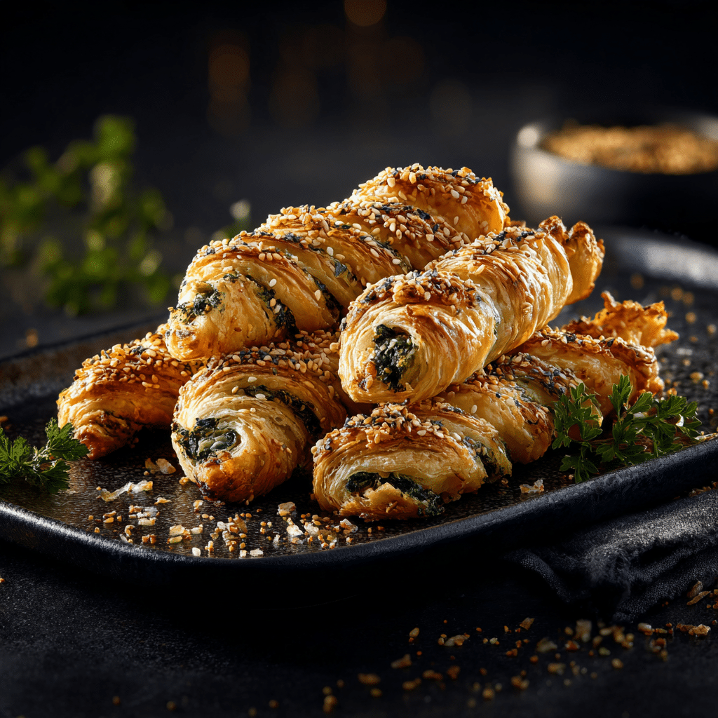 Spinach & Feta Stuffed Puff Pastry Twists Recipe - Recipe Image