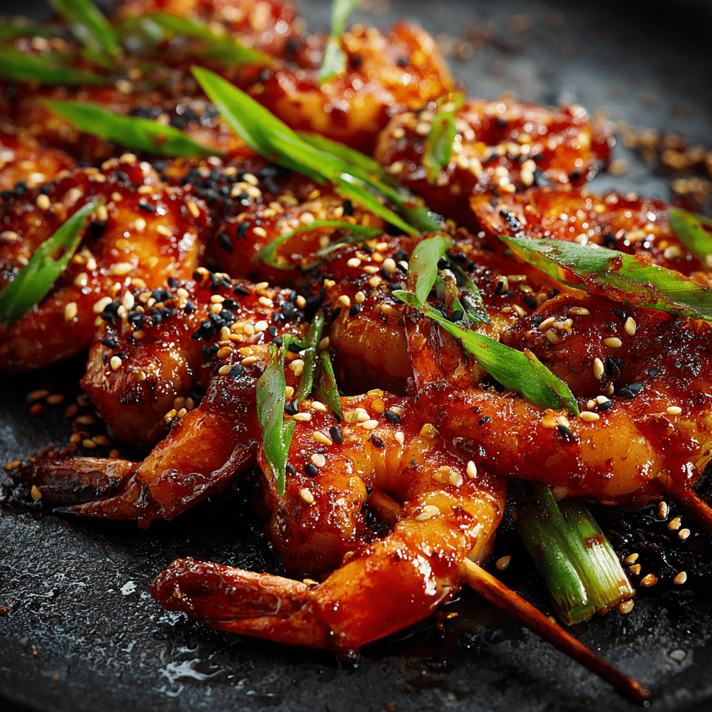 Korean Gochujang Shrimp Skewers Recipe