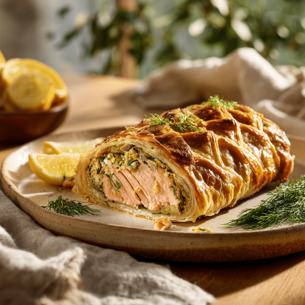 Mediterranean Herb-Crusted Salmon en Croûte Recipe - Recipe Image