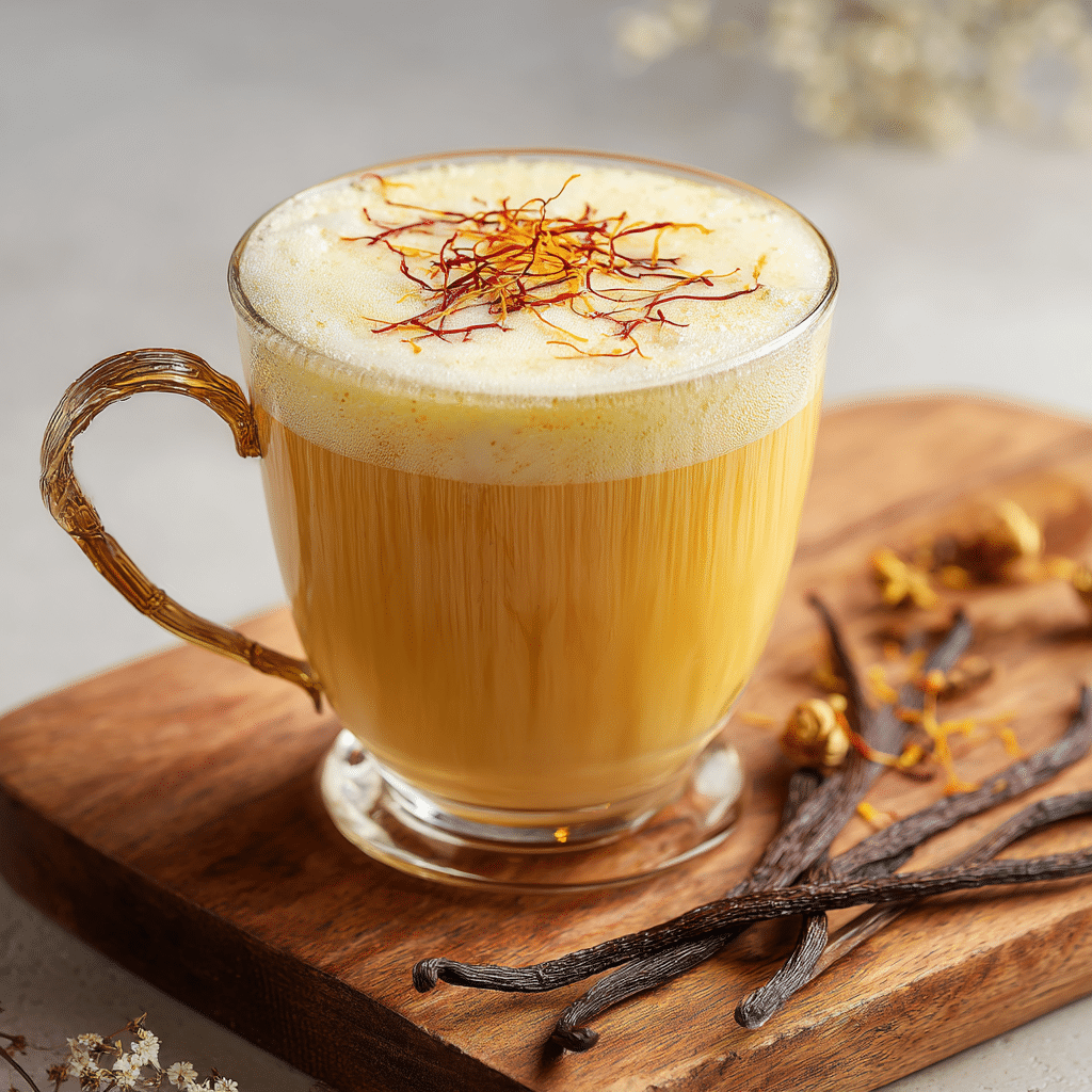 Saffron Vanilla Luxury Milk Tea Recipe - Recipe Image