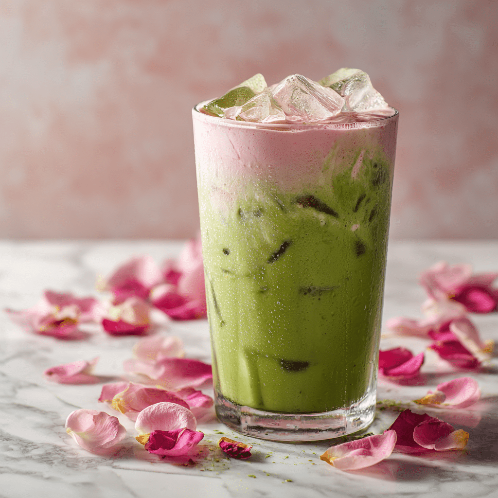 Matcha Rose Iced Velvet Latte Recipe - Recipe Image