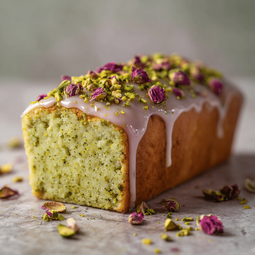 Pistachio Rose Loaf Cake Recipe