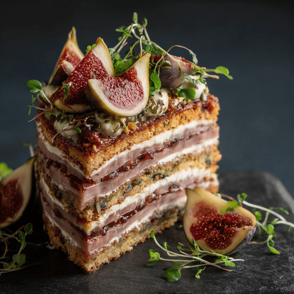 Smoked Duck & Fig Savory Layer Cake Recipe - Recipe Image