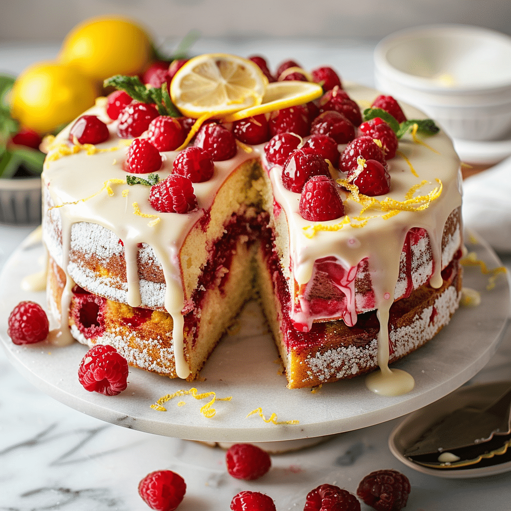 Raspberry Lemon Glazed Cake Recipe