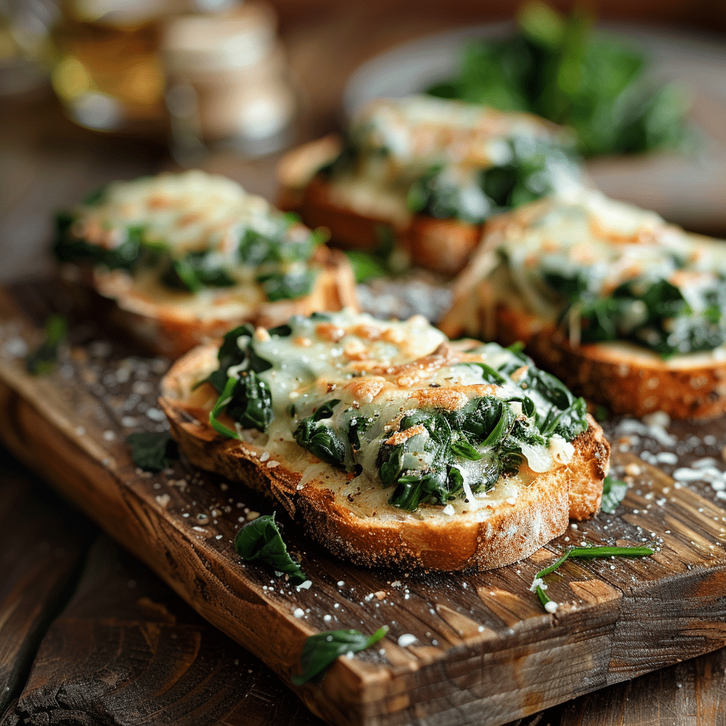 Cheesy Spinach Toast Recipe