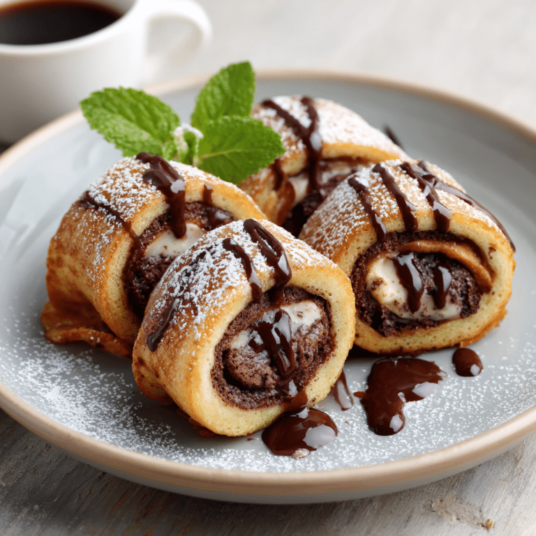 Chocolate Stuffed Pancake Rolls Recipe