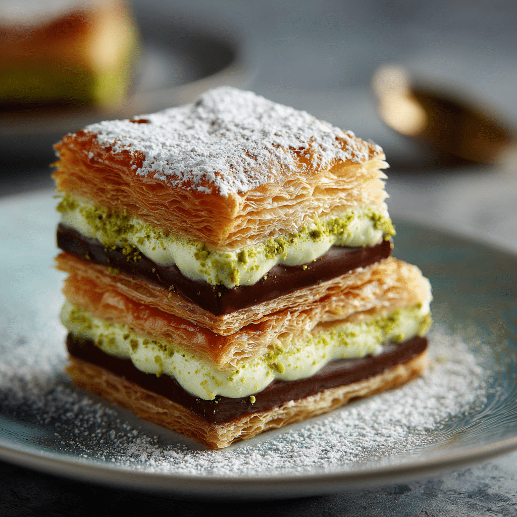 Chocolate Pistachio Napoleons: A Layered Treat Recipe - Recipe Image