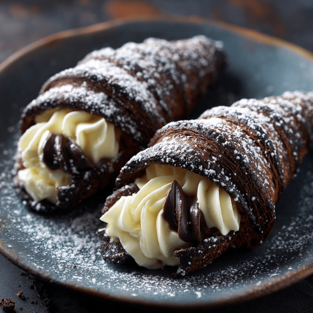 Decadent Black Cocoa Cream Horns Recipe - Recipe Image
