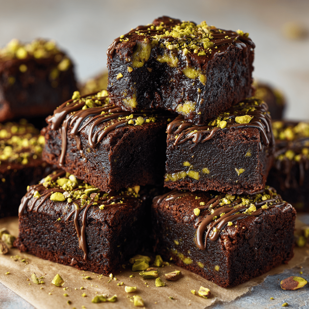 Dubai Chocolate Pistachio Brownies Recipe - Recipe Image
