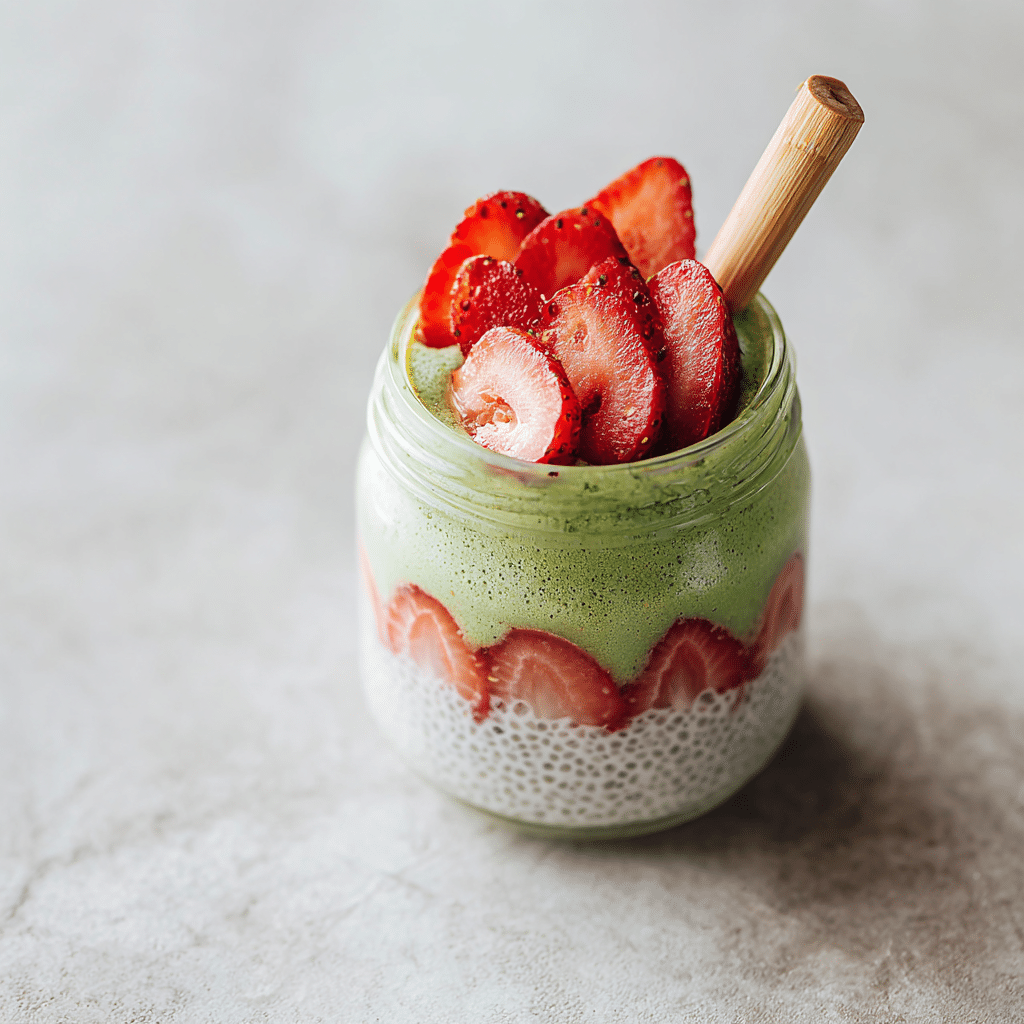 Strawberry Matcha Chia Pudding Recipe - Recipe Image