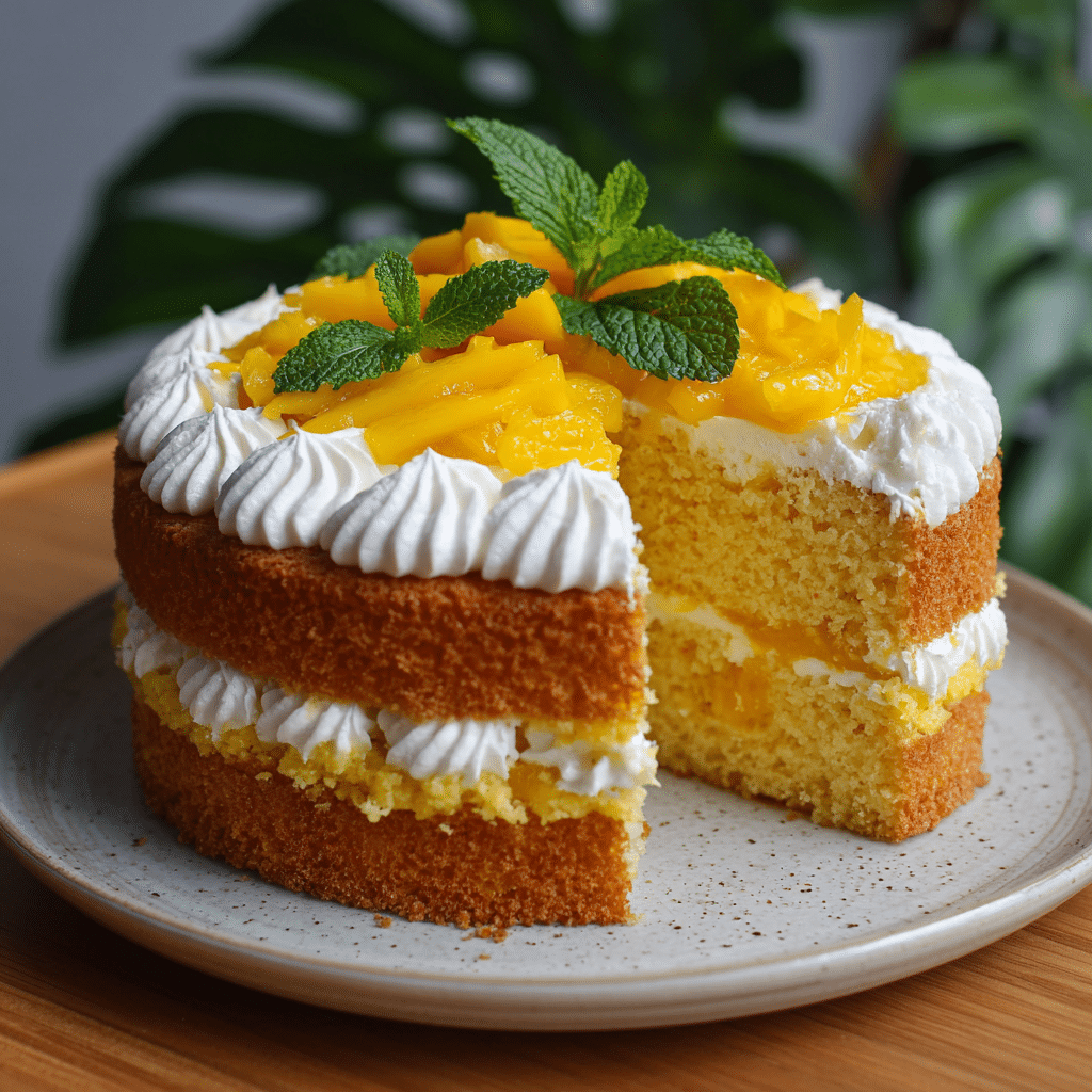 Mango Coconut Sponge Cake Recipe