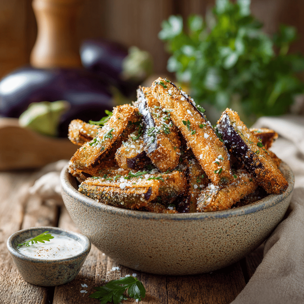 Crispy Baked Eggplant Fries: A Healthy Snack Delight Recipe - Recipe Image