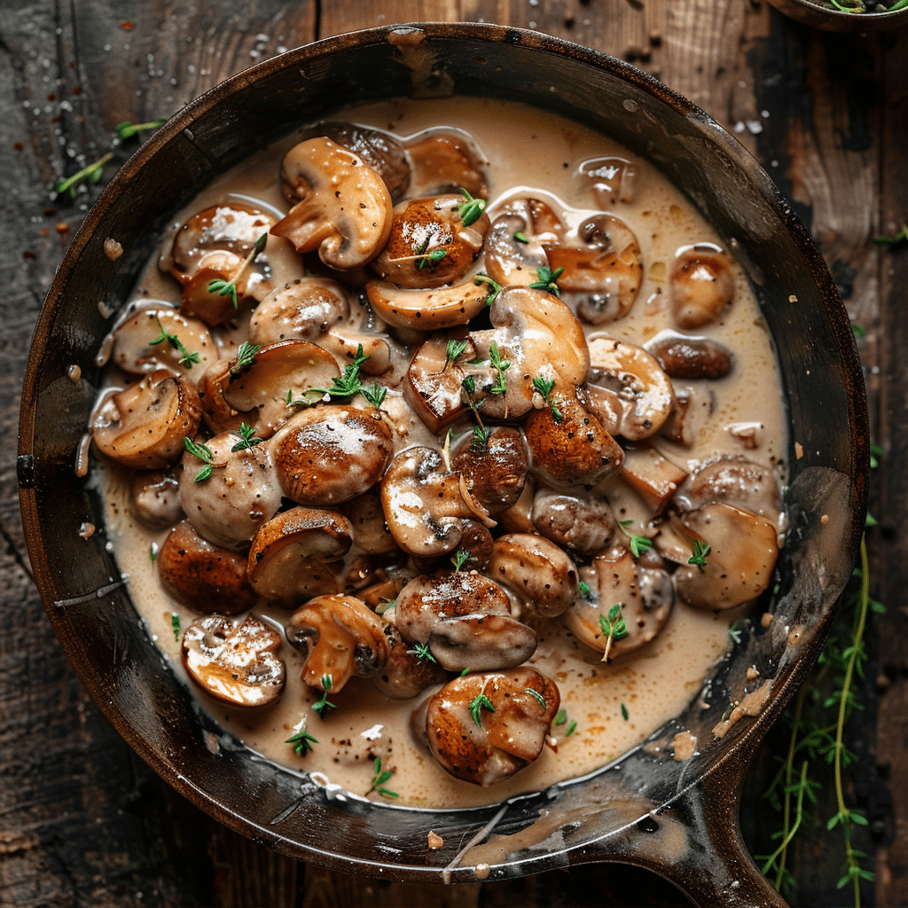 Creamy Garlic Mushrooms Recipe - Recipe Image