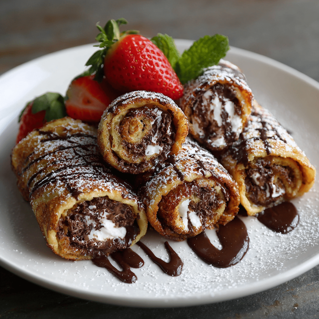 Chocolate Stuffed Pancake Rolls Recipe - Recipe Image
