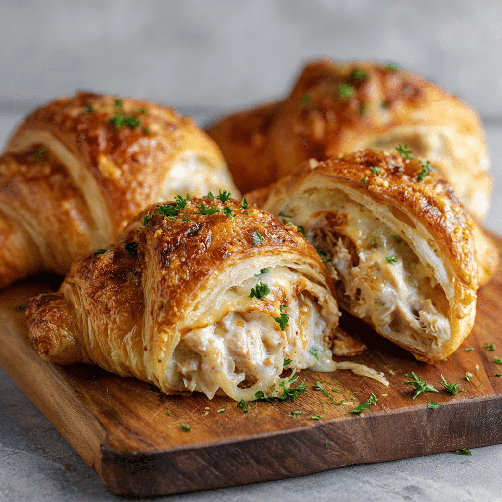 Cheesy Chicken Stuffed Croissants Recipe - Recipe Image