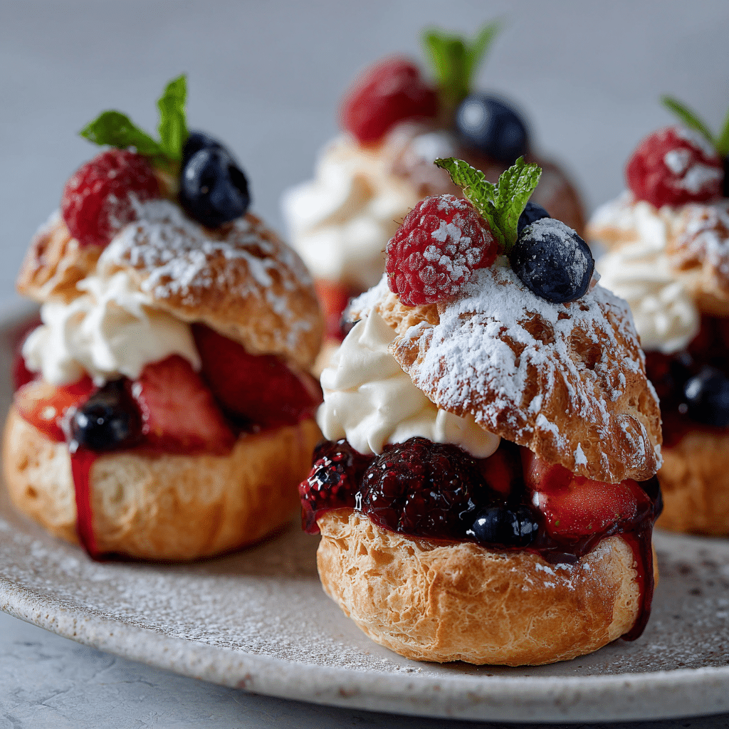 Berry Cream Puff Cups 🫐 Recipe - Recipe Image