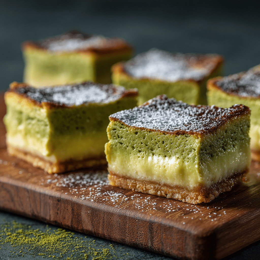 Matcha Lava Cheesecake Bars Recipe - Recipe Image