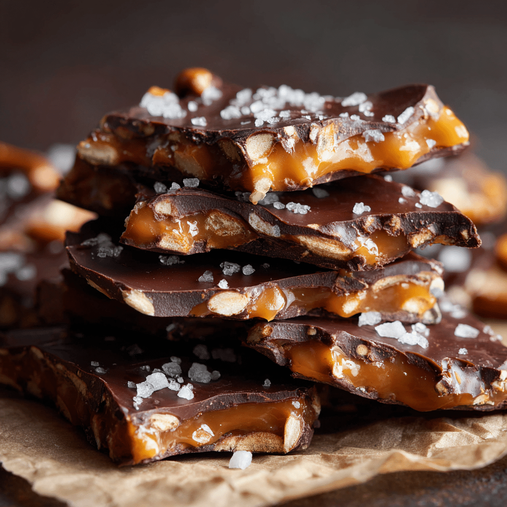 Salted Caramel Pretzel Bark Recipe - Recipe Image
