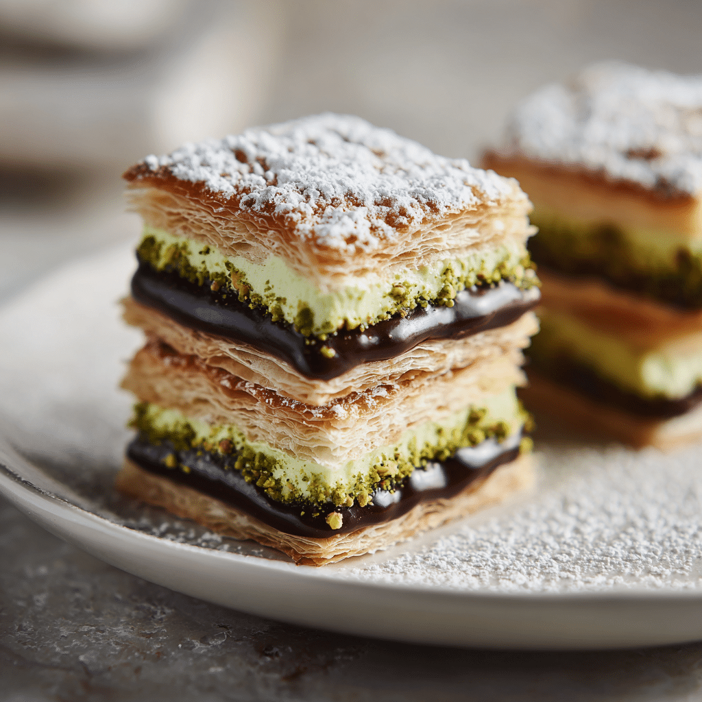 Chocolate Pistachio Napoleons: A Layered Treat Recipe - Recipe Image