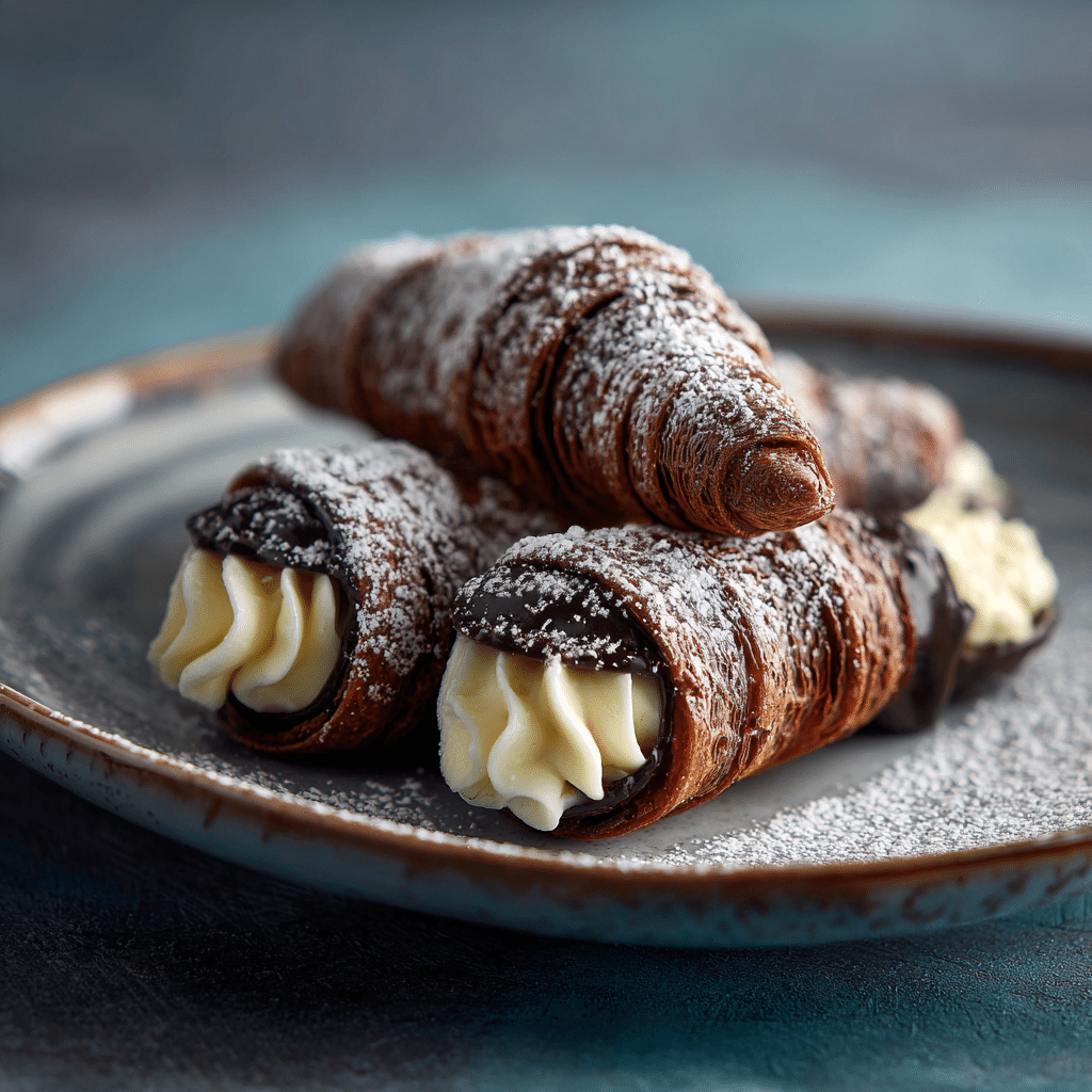 Decadent Black Cocoa Cream Horns Recipe - Recipe Image