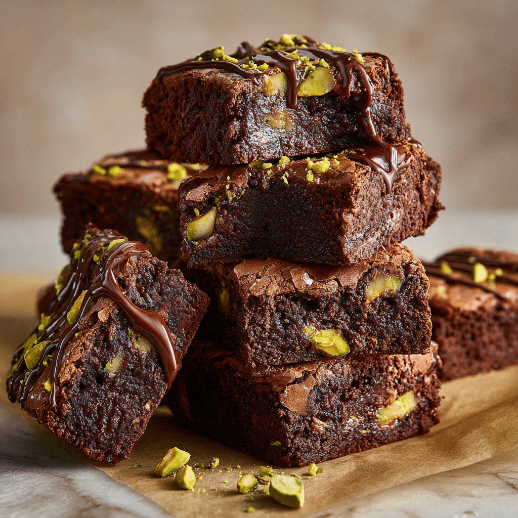 Dubai Chocolate Pistachio Brownies Recipe - Recipe Image