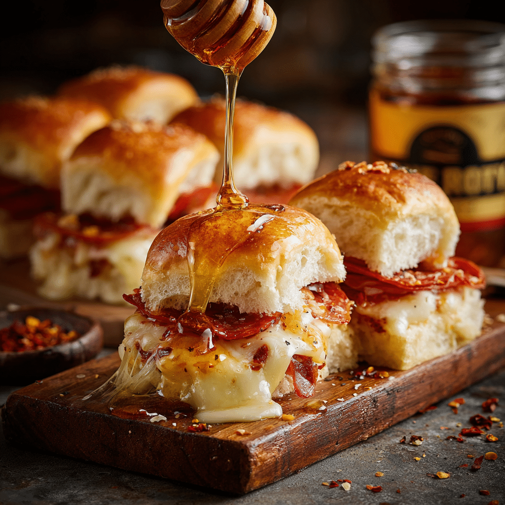Hot Honey Pepperoni Pizza Sliders Recipe - Recipe Image