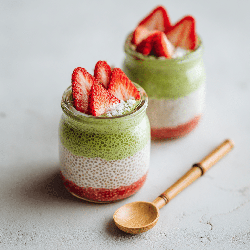 Strawberry Matcha Chia Pudding Recipe - Recipe Image