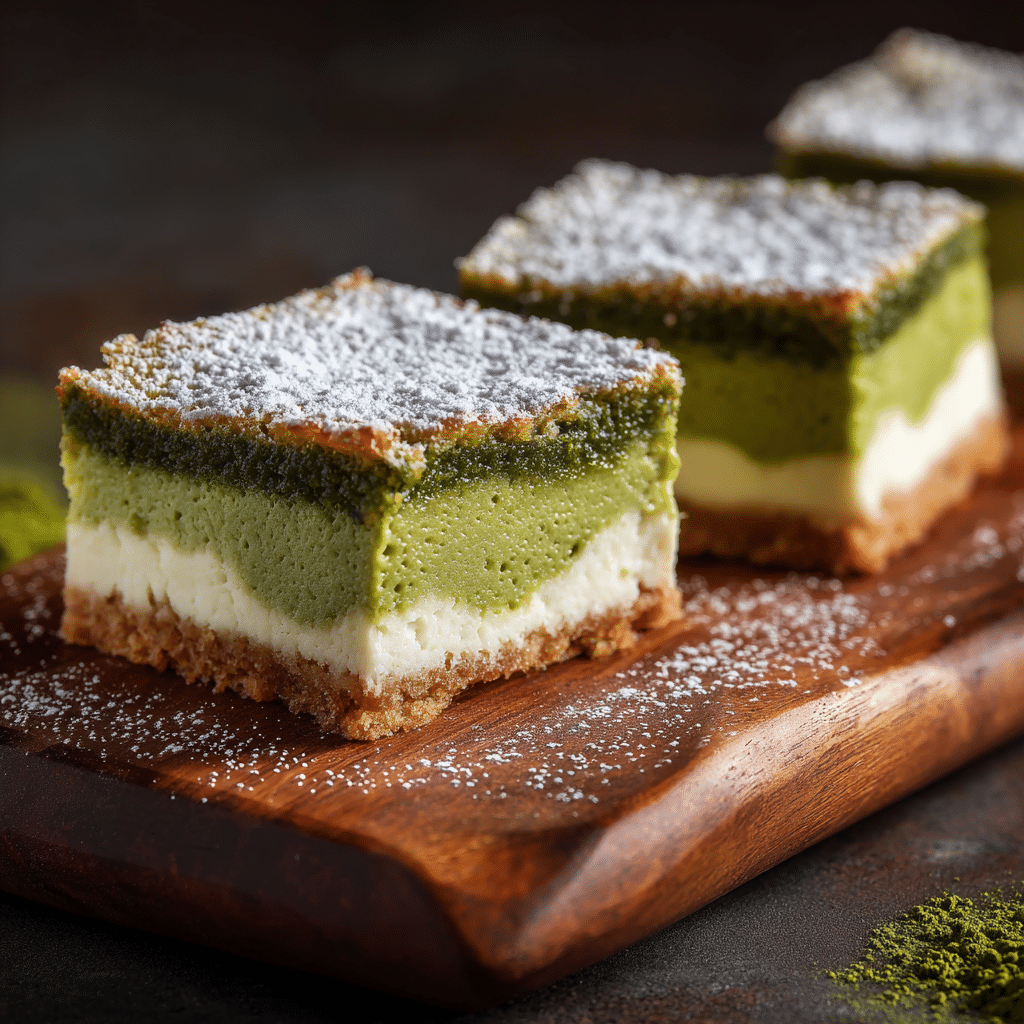 Matcha Lava Cheesecake Bars Recipe - Recipe Image
