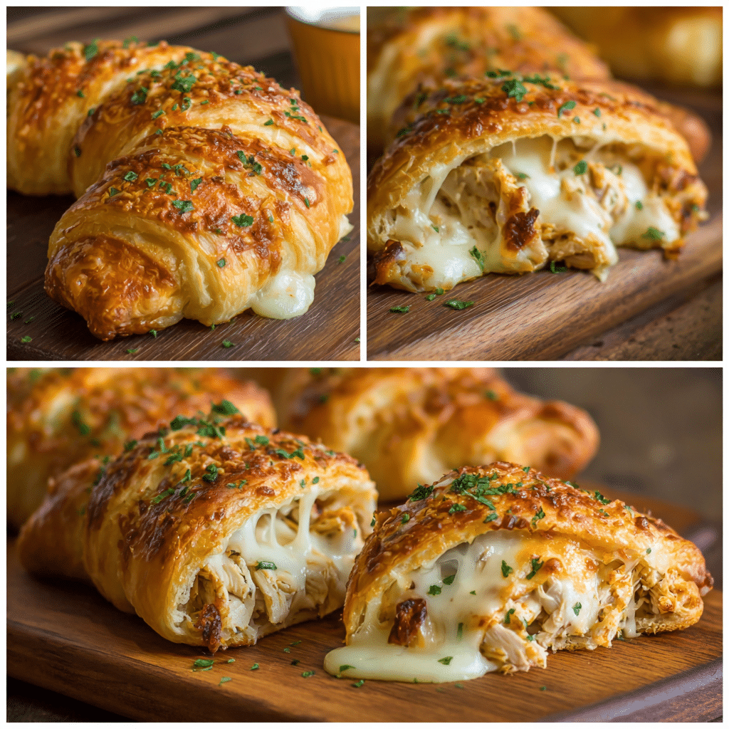 Cheesy Chicken Stuffed Croissants Recipe - Recipe Image