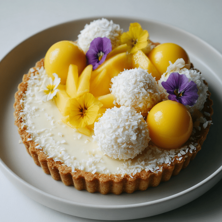 Coconut Cream Tart with Mango Spheres Recipe
