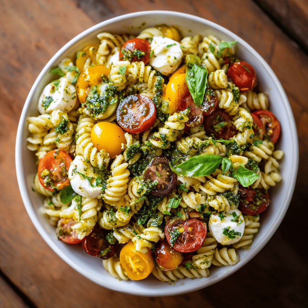 Caprese Pesto Pasta Salad Recipe - Recipe Image