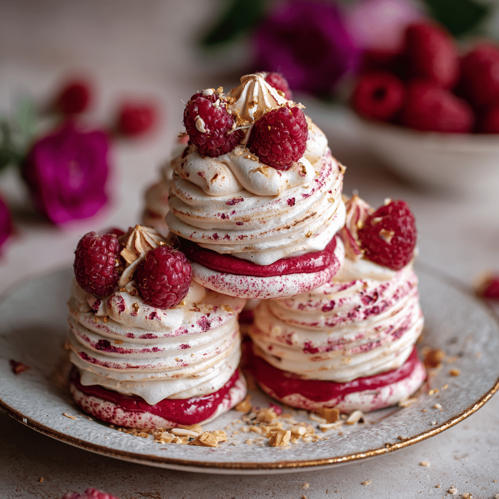 Raspberry Almond Meringue Towers Recipe - Recipe Image