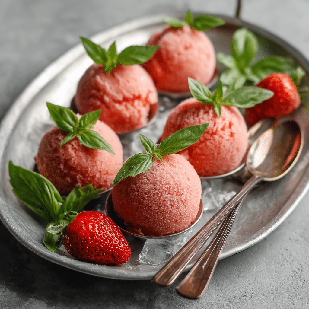 Strawberry Basil Sorbet Bites Recipe