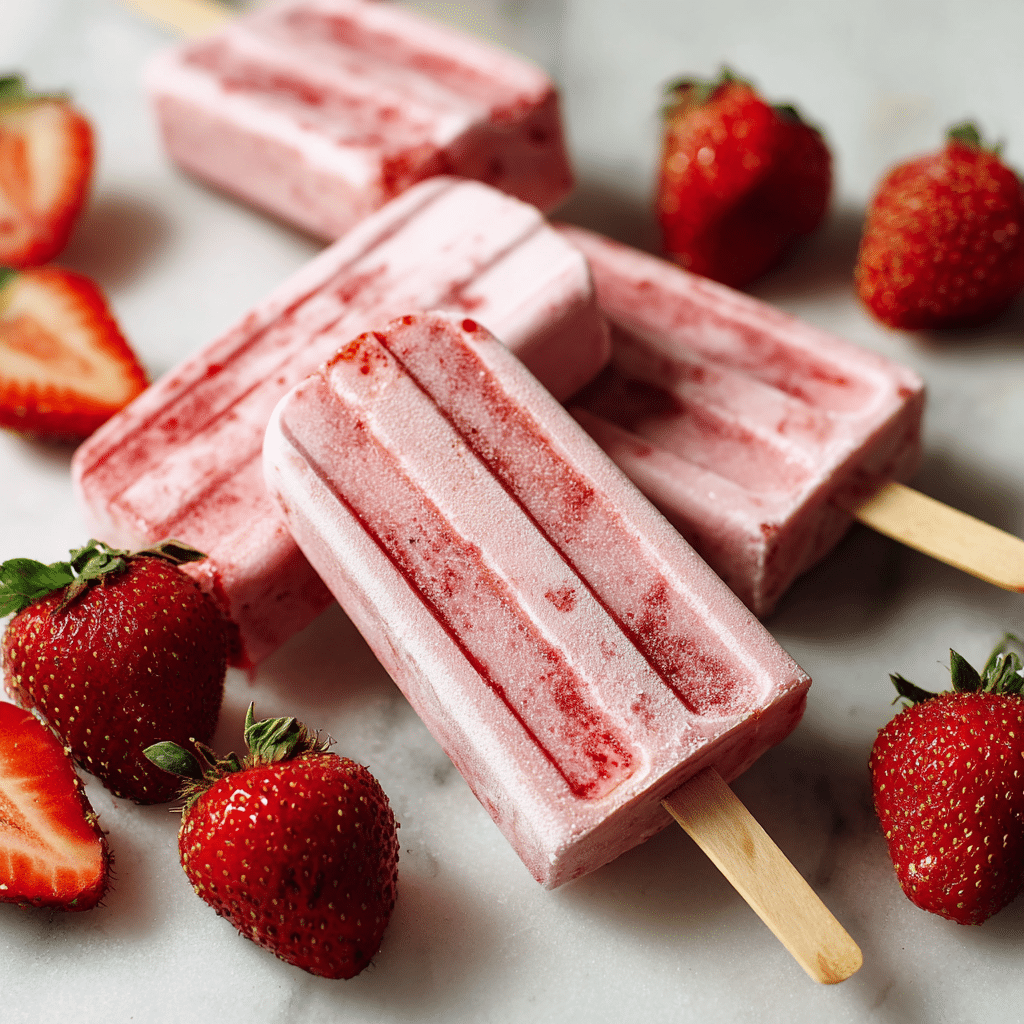 Strawberry Yogurt Popsicles Recipe - Recipe Image