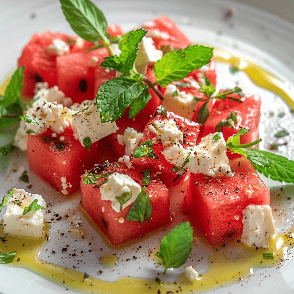 Watermelon Feta Mint Salad Recipe - Recipe Image