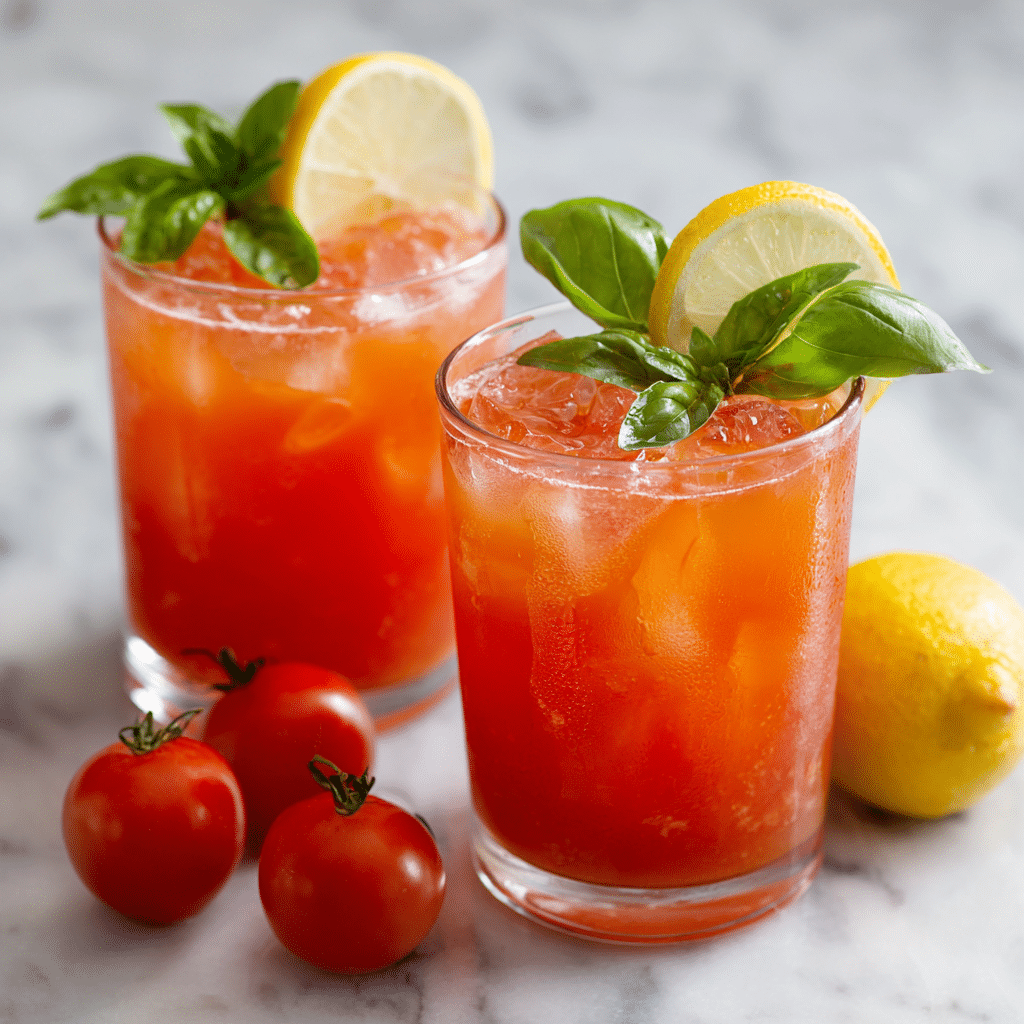Iced Tomato Basil Lemonade Recipe - Recipe Image