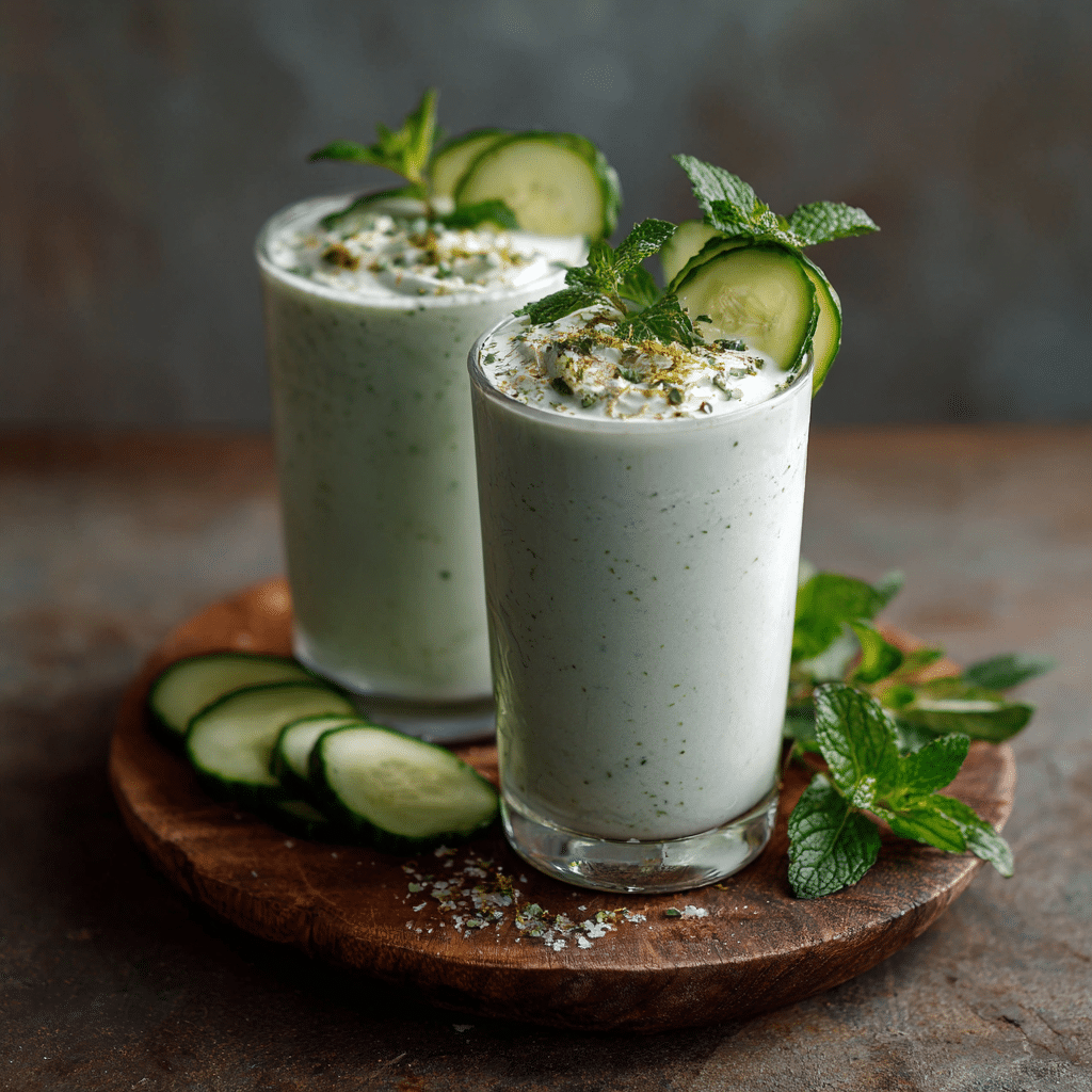 Cucumber Yogurt Mint Lassi (Salted) Recipe - Recipe Image