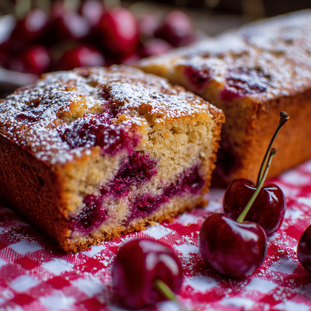 Cherry Vanilla Picnic Cake Recipe - Recipe Image