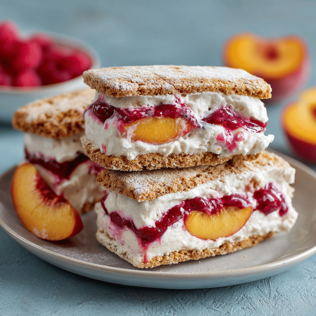 Peach Melba Ice Cream Sandwiches Recipe - Recipe Image