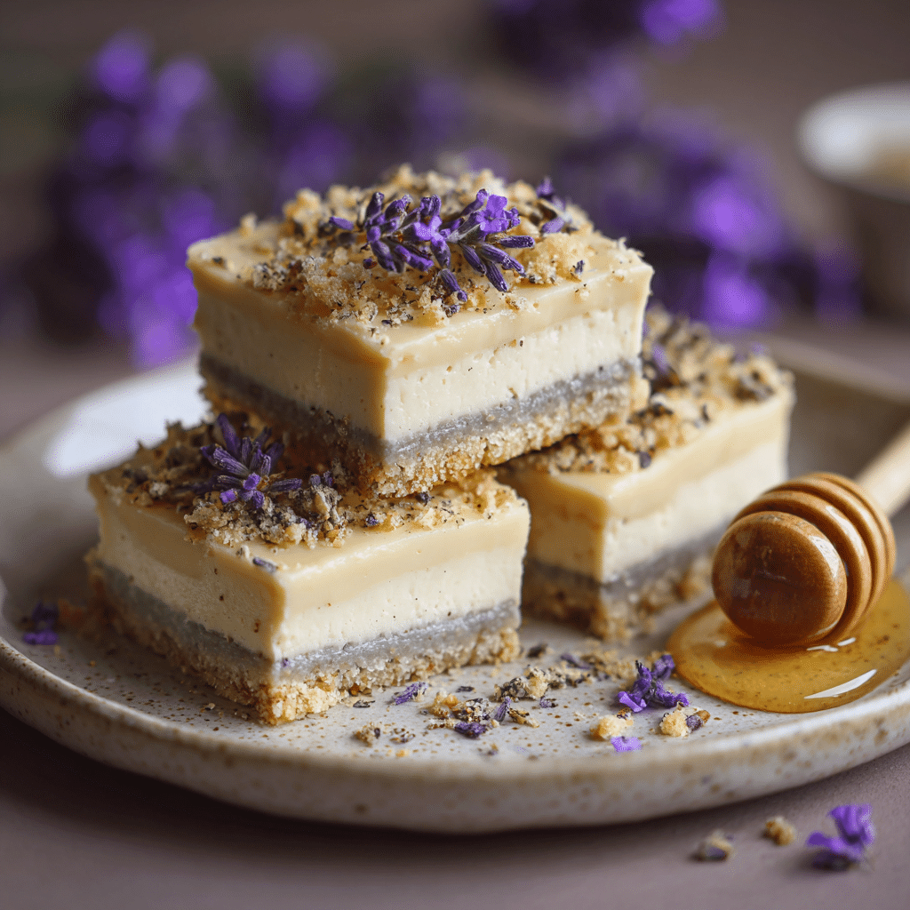 Lavender Honey Cheesecake Bars Recipe - Recipe Image
