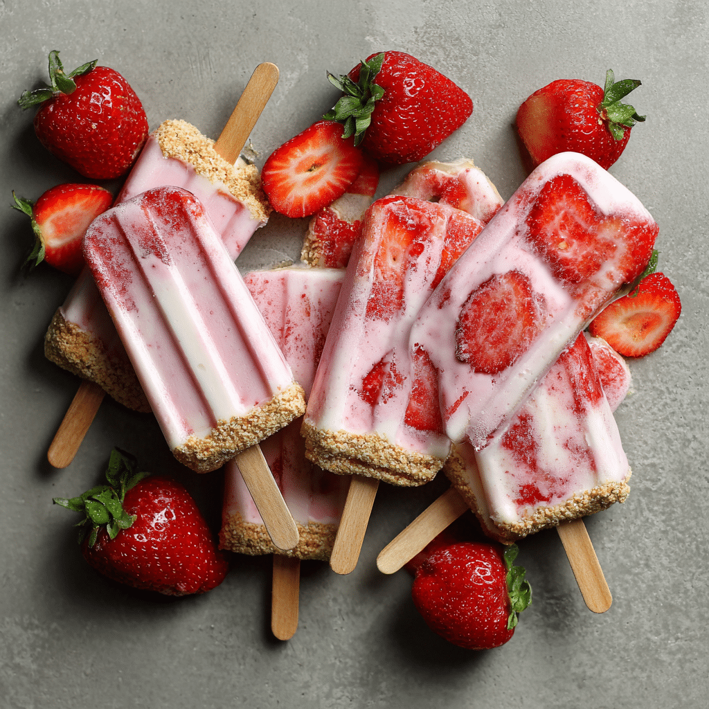 Strawberry Yogurt Popsicles Recipe - Recipe Image
