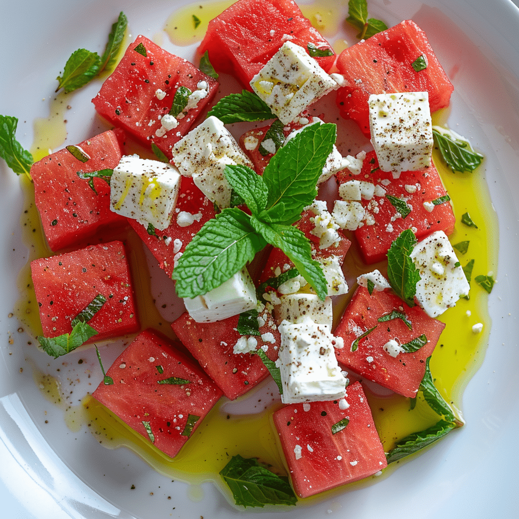 Watermelon Feta Mint Salad Recipe - Recipe Image