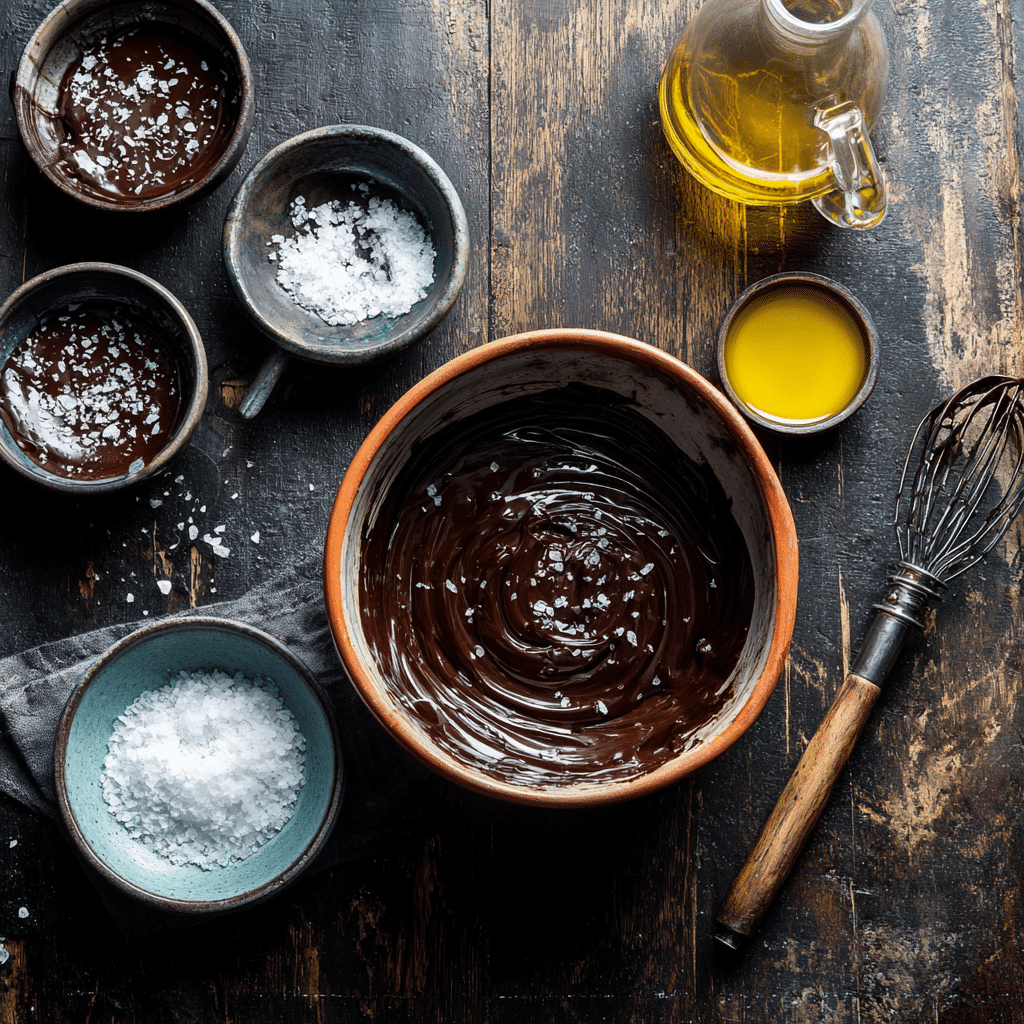 Dark Chocolate Ganache with Sea Salt and Olive Oil Recipe - Recipe Image